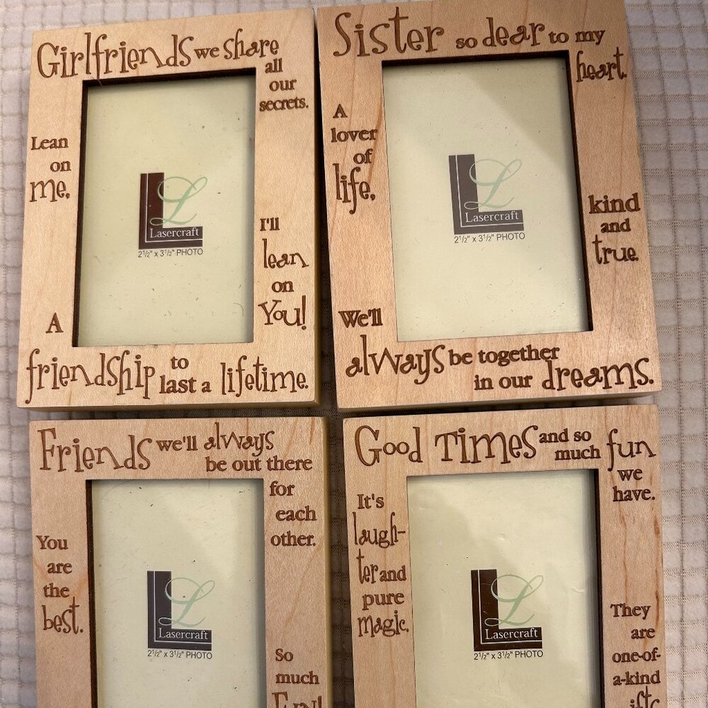 Lasercraft 2 1/2 x 3 1/2 inch Photo Frames- with Special Sentiment.- 4 frames